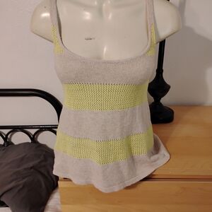 Striped Knit Scoop Neck Camisole in Light Gray and Yellow